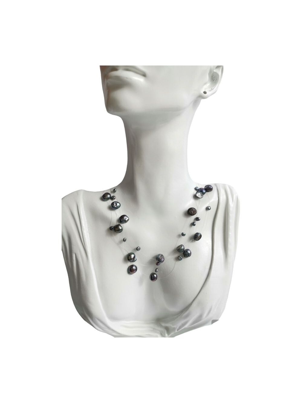 Peacock Grey floating illusion freshwater pearl necklace 🆕